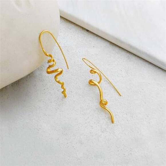 ✨ Chic Spiral Threader Earrings | 14K Gold & Silver Dangle Earrings - Picture 3 of 4
